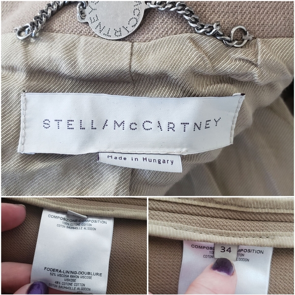 Stella McCartney Tan Coat 3/4 Sleeves Size 34 - Picture 7 of 8